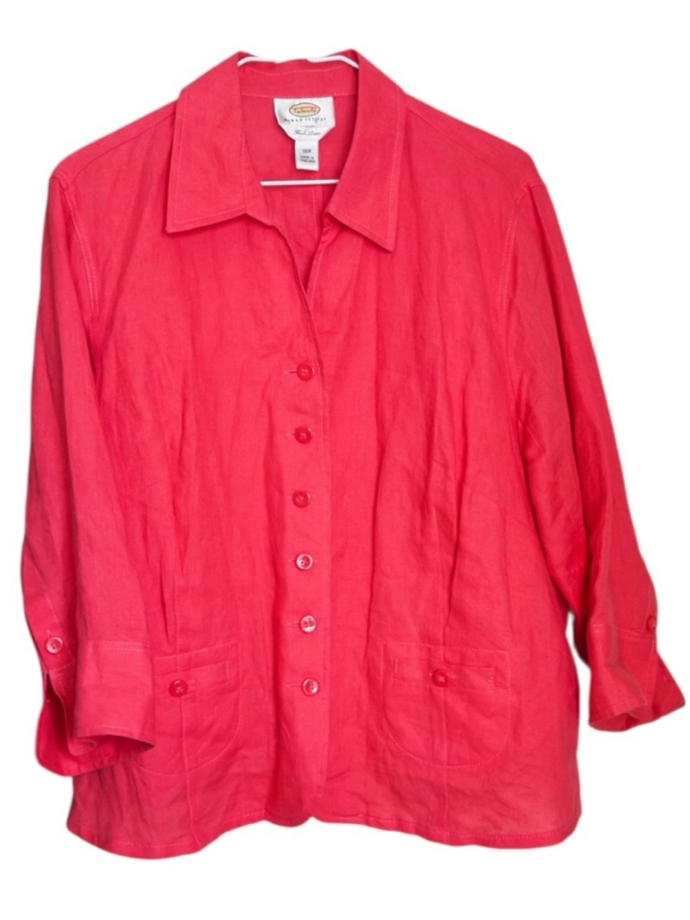 Talbots Deep Pink Beachy Irish Linen Vintage Fall Top